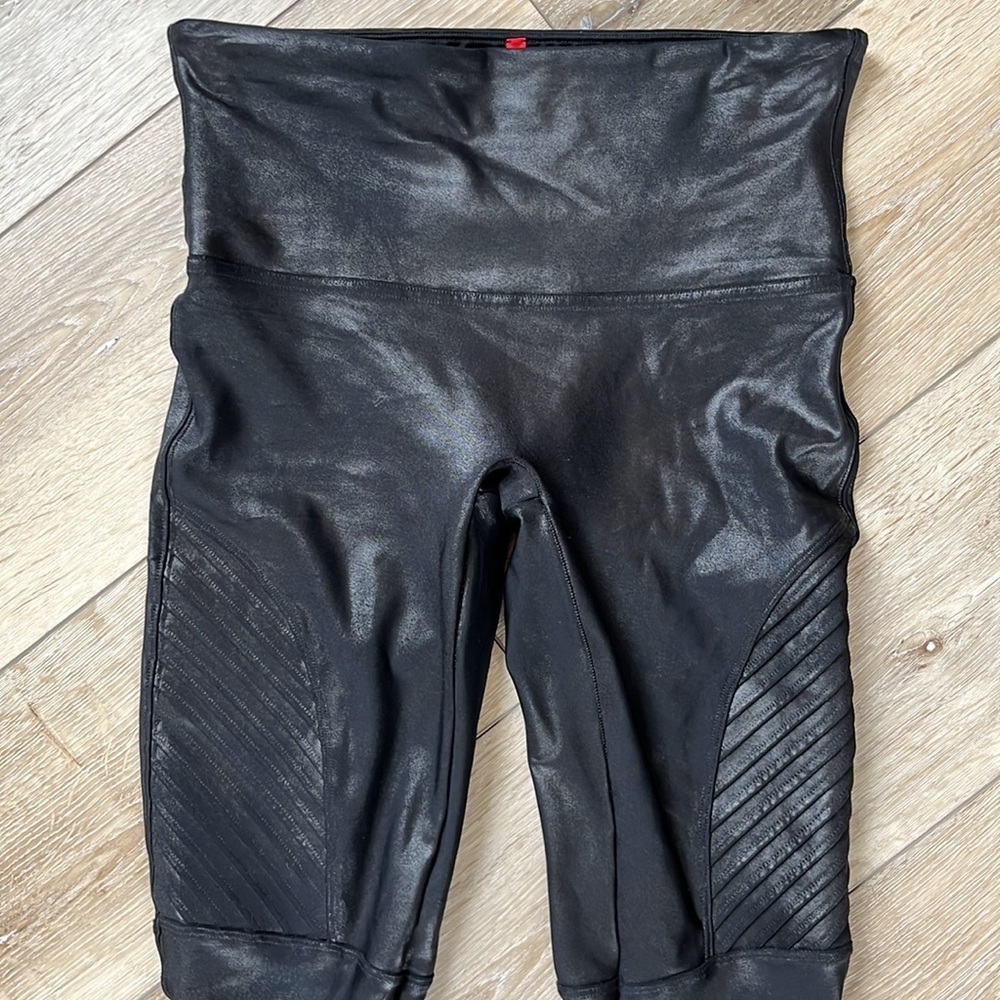 Spanx Black Moto Faux Leather Leggings - Picture 4 of 10